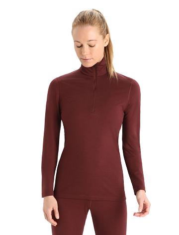 Dámské Base Layers Icebreaker Merino 200 Oasis Long Sleeve Half Zip Thermal Top Červené | CZ 1045AHKP